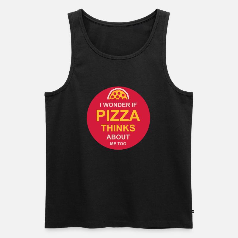 pizza thinks about me - Männer Premium Bio Tank Top - Schwarz
