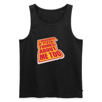 pizza thinks about me - Männer Premium Bio Tank Top - Schwarz - Vorne - AI Model Male 178 light (178cm)