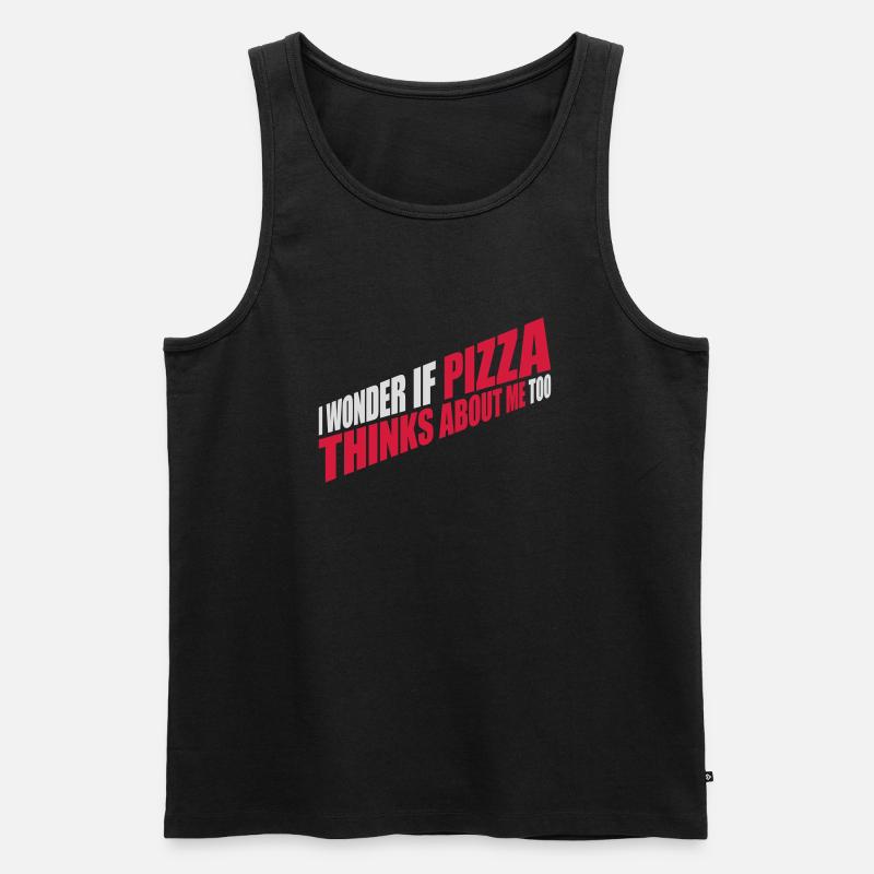 pizza thinks about me - Männer Premium Bio Tank Top - Schwarz