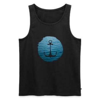 Sea Water Beach - Men's Premium Organic Tank Top - black - Front - AI Model Male 178 light (178cm)