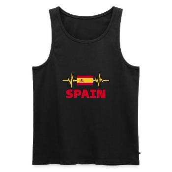 Spain Football 2022 Heartbeat Spain - Men's Premium Organic Tank Top - black - Front - Michal (187cm)