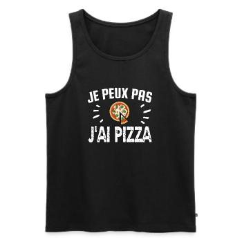 je peux pas j'ai pizza - Débardeur bio Premium Homme - noir - Devant - Michal (187cm)