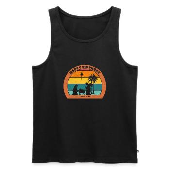 Christmas Nativity with Jesus - Happy Birthday - Men's Premium Organic Tank Top - black - Front - Michal (187cm)