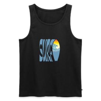 SURF SEA DESIGN - Männer Premium Bio Tank Top - Schwarz - Vorne - AI Model Male 178 light (178cm)