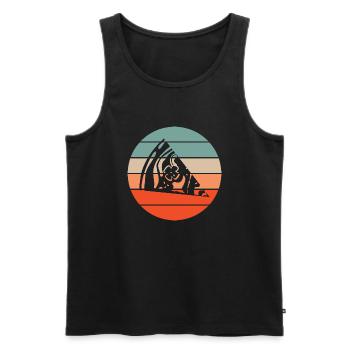 Pizza Retro Sonnenuntergang - Männer Premium Bio Tank Top - Schwarz - Vorne - Michal (187cm)