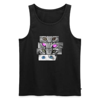 Katze Karzen Augen pink blau und grün Katzenaugen - Männer Premium Bio Tank Top - Schwarz - Vorne - Michal (187cm)