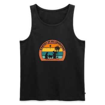 Christmas Nativity with Jesus - Worthy Of All Ador - Men's Premium Organic Tank Top - black - Front - AI Model Male 178 light (178cm)