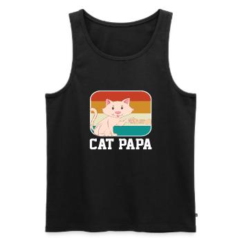 Chat Papa - Débardeur bio Premium Homme - noir - Devant - Michal (187cm)