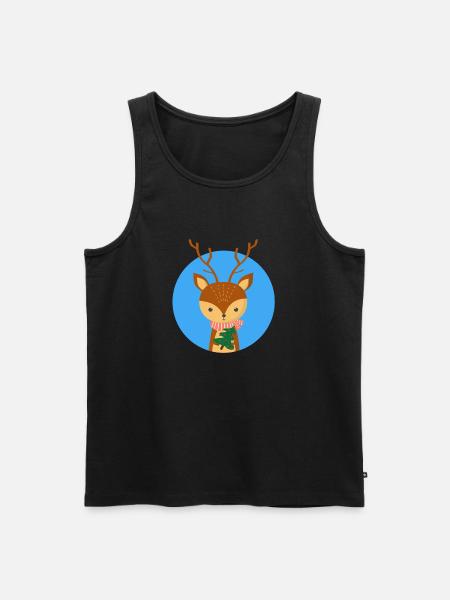 Hirsch und Weihnachtsbaum - Männer Premium Bio Tank Top - Schwarz