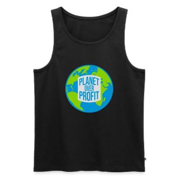 planet over profit Zitat - Männer Premium Bio Tank Top - Schwarz - Vorne - AI Model Male 178 light (178cm)