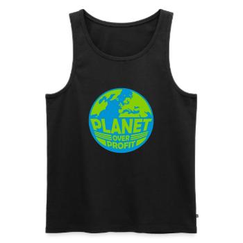 planet over profit quote - Men's Premium Organic Tank Top - black - Front - Michal (187cm)