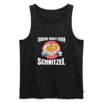Tausche Arbeit gegen Schnitzel - Männer Premium Bio Tank Top - Schwarz - Vorne - Michal (187cm)