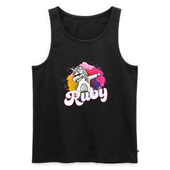 RUBY - Schöner Name mit dabbing Einhorn - Männer Premium Bio Tank Top - Schwarz - Vorne - AI Model Male 178 light (178cm)