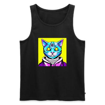 Illustration eines Katzenporträts, Vektor - Männer Premium Bio Tank Top - Schwarz - Vorne - Michal (187cm)