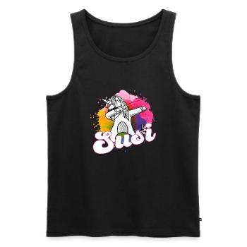 SUSI - Beau nom avec licorne dabbing - Débardeur bio Premium Homme - noir - Devant - AI Model Male 178 light (178cm)
