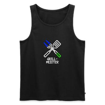 Grillmeister Besteck (Blau-Grün) - Männer Premium Bio Tank Top - Schwarz - Vorne - AI Model Male 178 light (178cm)