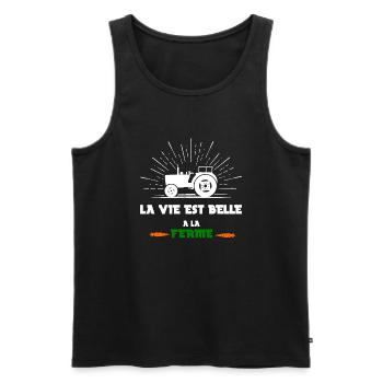 la vie est belle a la ferme - Débardeur bio Premium Homme - noir - Devant - Michal (187cm)