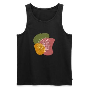 BLATTZEICHNUNG MIT GRÜNEM, GELBEM UND BRAUNEM AKZENT - Männer Premium Bio Tank Top - Schwarz - Vorne - AI Model Male 178 light (178cm)