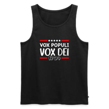 VOX POPULI VOX DEI 1709 - Men's Premium Organic Tank Top - black - Front - Michal (187cm)