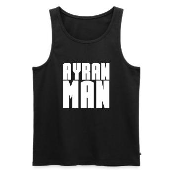 AYRAN MAN Cool Superhero Funny - Men's Premium Organic Tank Top - black - Front - AI Model Male 178 light (178cm)