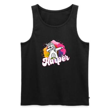HARPER - Beau nom avec une licorne tamponnante - Débardeur bio Premium Homme - noir - Devant - AI Model Male 178 light (178cm)
