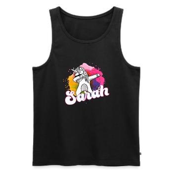 SARAH - Schöner Name mit dabbing Einhorn - Männer Premium Bio Tank Top - Schwarz - Vorne - AI Model Male 178 light (178cm)