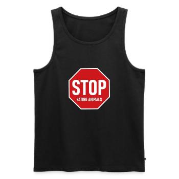 STOP EATING ANIMALS - Men's Premium Organic Tank Top - black - Front - AI Model Male 178 light (178cm)