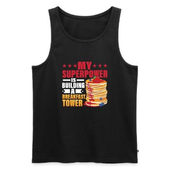 Ma superpuissance est en train de construire une tour de petit-déjeuner Pancak - Débardeur bio Premium Homme - noir - Devant - AI Model Male 178 light (178cm)