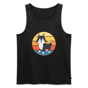 Drôle Kawaii Mignon Husky Dog Vintage Retro Sunset - Débardeur bio Premium Homme - noir - Devant - Michal (187cm)