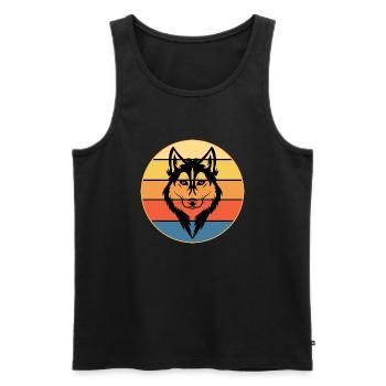 Drôle Kawaii Mignon Husky Dog Vintage Retro Sunset - Débardeur bio Premium Homme - noir - Devant - Michal (187cm)