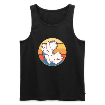 Drôle Kawaii Mignon Husky Dog Vintage Retro Sunset - Débardeur bio Premium Homme - noir - Devant - Michal (187cm)