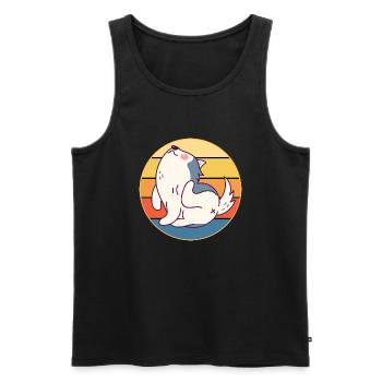 Drôle Kawaii Mignon Husky Dog Vintage Retro Sunset - Débardeur bio Premium Homme - noir - Devant - Michal (187cm)