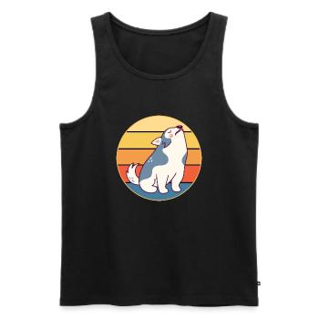 Drôle Kawaii Mignon Husky Dog Vintage Retro Sunset - Débardeur bio Premium Homme - noir - Devant - Michal (187cm)