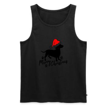 Joyeux teckel de Noël - Débardeur bio Premium Homme - noir - Devant - Michal (187cm)