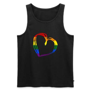 Drapeau de la fierté LGBTQ AMOUR Cœur lesbien - Débardeur bio Premium Homme - noir - Devant - Michal (187cm)