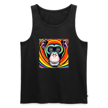 Illustration of a portrait of a chimpanzee - Men's Premium Organic Tank Top - black - Front - AI Model Male 178 light (178cm)