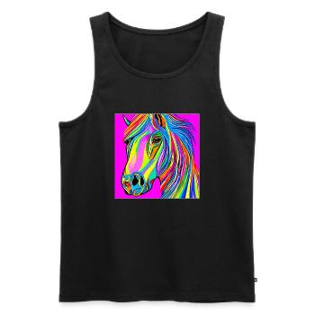 Colorful illustration of a horse - Men's Premium Organic Tank Top - black - Front - AI Model Male 178 light (178cm)