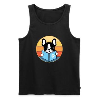 Français Bulldog Dog Breed Vintage Retro Sunset - Débardeur bio Premium Homme - noir - Devant - Michal (187cm)