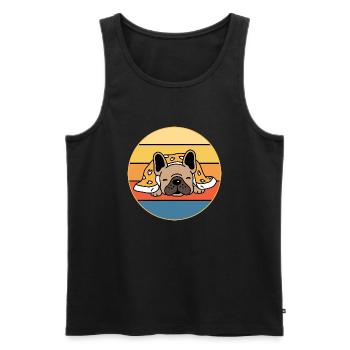 Français Bulldog Dog Breed Vintage Retro Sunset - Débardeur bio Premium Homme - noir - Devant - Michal (187cm)