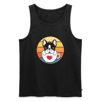 Français Bulldog Dog Breed Vintage Retro Sunset - Débardeur bio Premium Homme - noir - Devant - Michal (187cm)