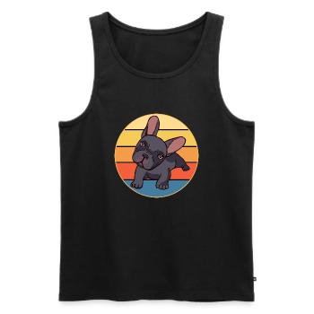 Français Bulldog Dog Breed Vintage Retro Sunset - Débardeur bio Premium Homme - noir - Devant - Michal (187cm)