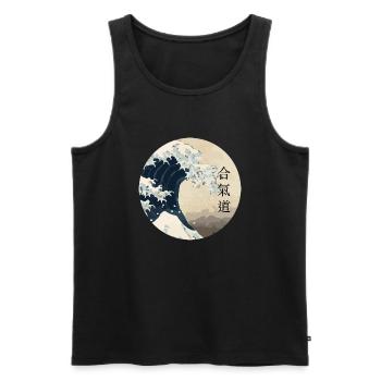 vague aikido cercle - Débardeur bio Premium Homme - noir - Devant - Michal (187cm)