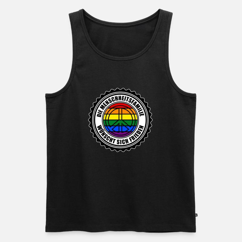 Frieden - Männer Premium Bio Tank Top - Schwarz