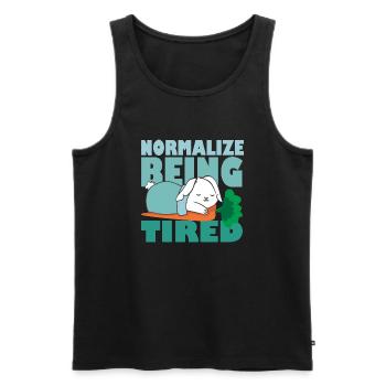Normalize Being Tired - Süßer Schlafender Hase - Männer Premium Bio Tank Top - Schwarz - Vorne - Michal (187cm)