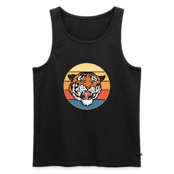 Tiger Big Cat Vintage Retro Sonnenuntergang - Männer Premium Bio Tank Top - Schwarz - Vorne - AI Model Male 178 light (178cm)