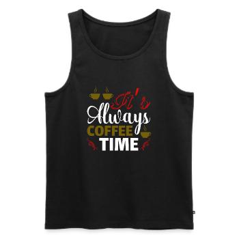 It's always Coffee Time - Men's Premium Organic Tank Top - black - Front - Michal (187cm)