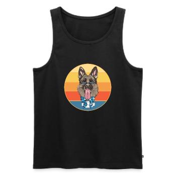 Berger Allemand Race Vintage Rétro Coucher de Soleil - Débardeur bio Premium Homme - noir - Devant - Michal (187cm)