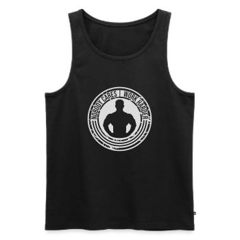 nobody cares work harder - Men's Premium Organic Tank Top - black - Front - AI Model Male 178 light (178cm)