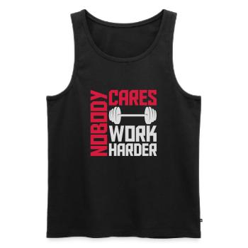 nobody cares work harder - Men's Premium Organic Tank Top - black - Front - AI Model Male 178 light (178cm)