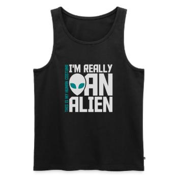 human costume alien Zitat - Männer Premium Bio Tank Top - Schwarz - Vorne - AI Model Male 178 light (178cm)
